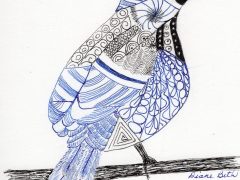 Black and Blue Ink Bird