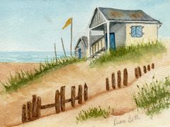 Beach Hut and fence posts