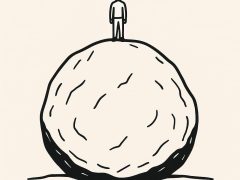 A man on top of a boulder